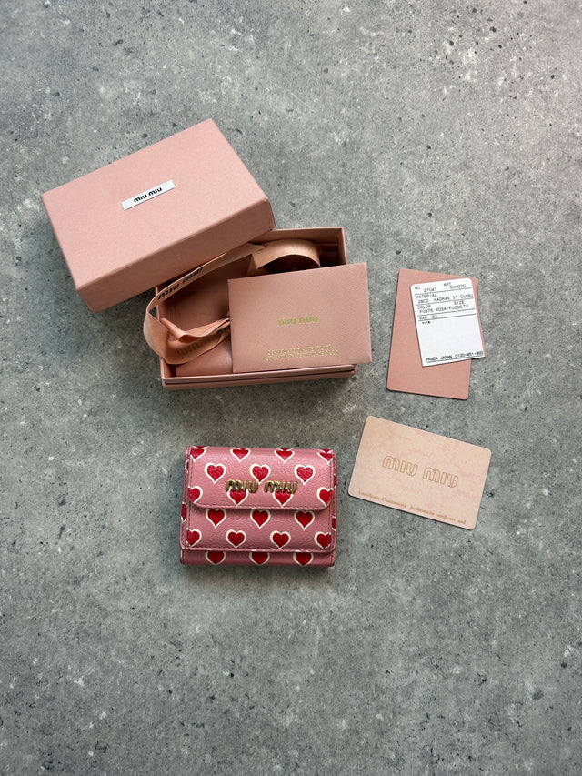MIUMIU HERZ MONOGRAMM PORTEMONNAIE ROSA