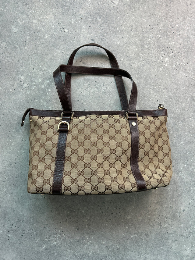 GUCCI ABBEY MONOGRAMM HANDTASCHE BRAUN