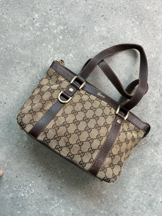 GUCCI BABY ABBEY MONOGRAMM HANDTASCHE BRAUN