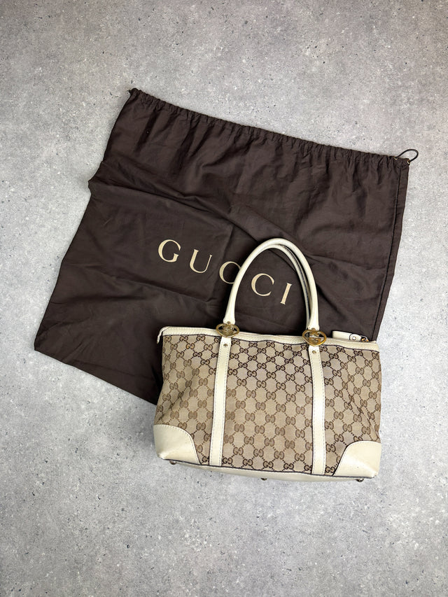 Gucci GG Canvas Herz Emblem Handtasche Beige