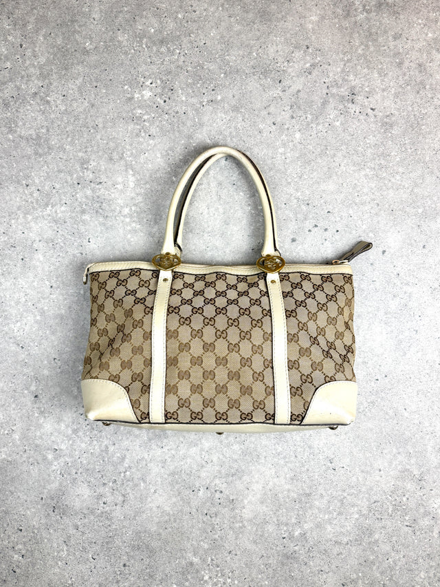 Gucci GG Canvas Herz Emblem Handtasche Beige