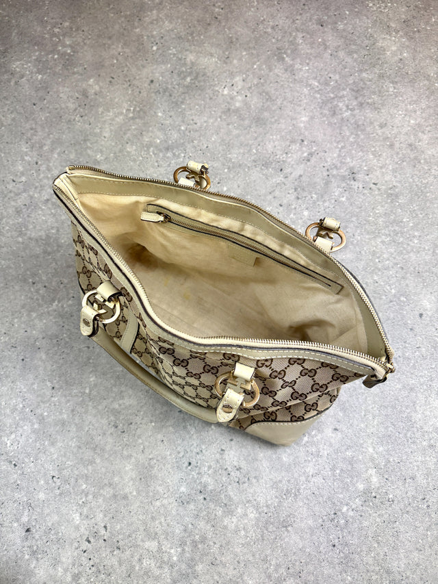 Gucci GG Canvas Herz Emblem Handtasche Beige