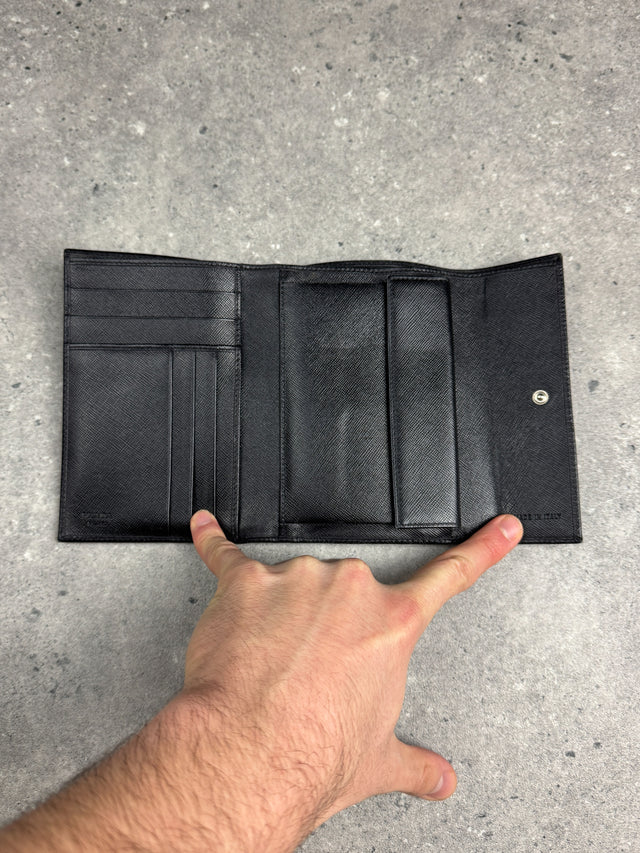 Prada Saffiano Leder Portemonnaie Schwarz