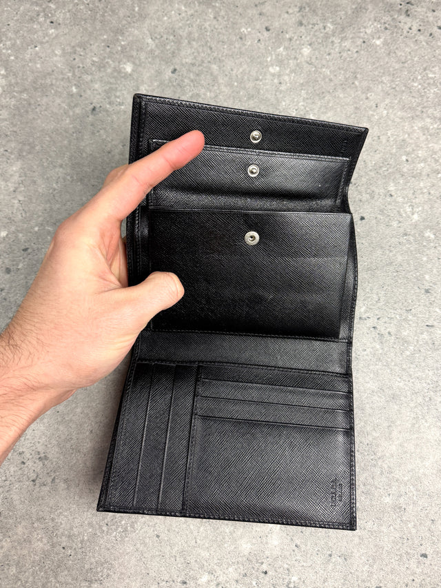 Prada Saffiano Leder Portemonnaie Schwarz