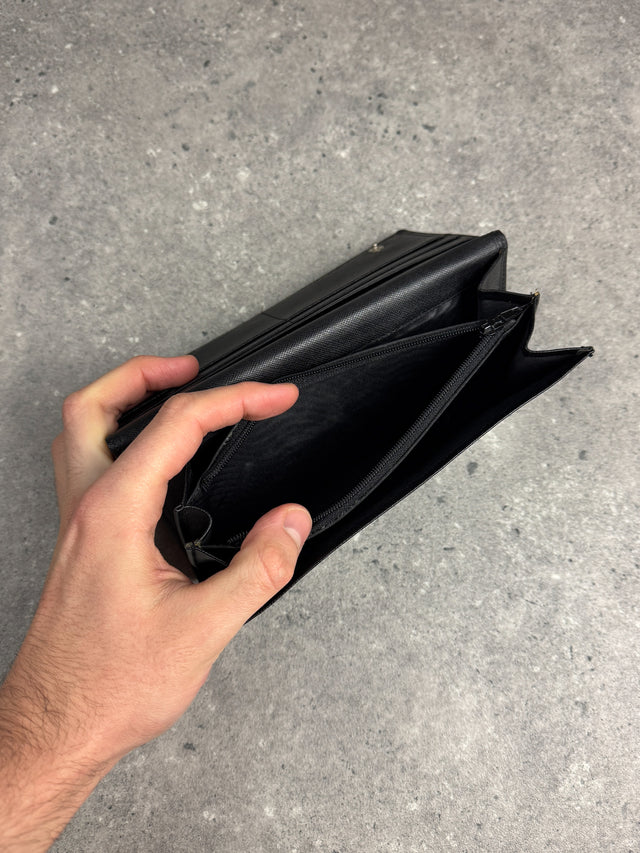 Prada Saffiano Continental Portemonnaie Schwarz