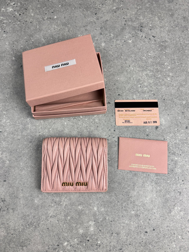 Miu Miu Matelassé Leder Portemonnaie Rosa