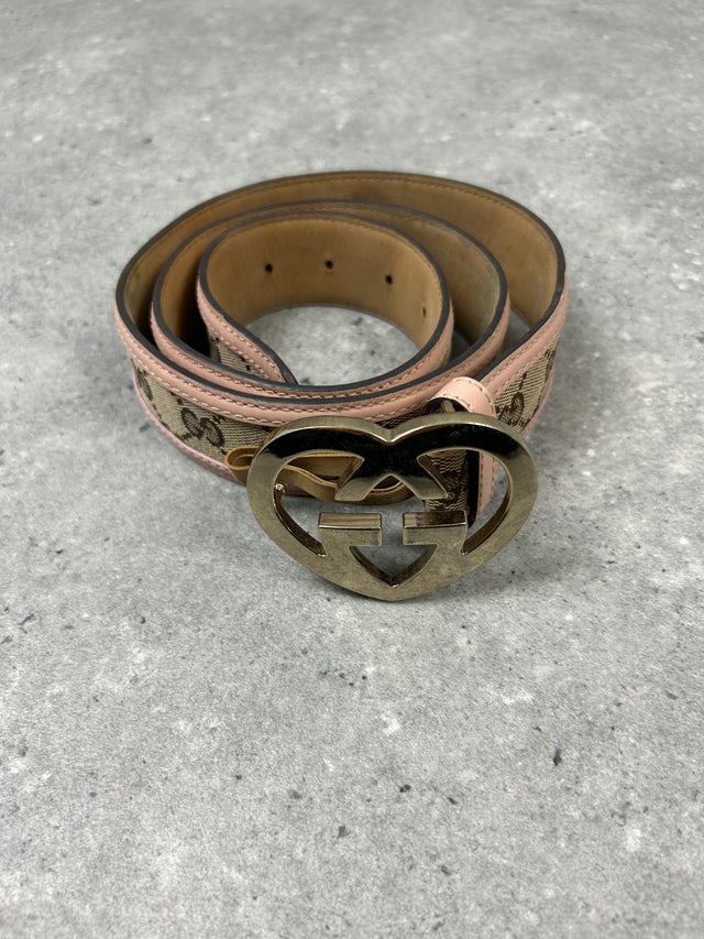GUCCI HEART GG MONOGRAM BELT ROSE