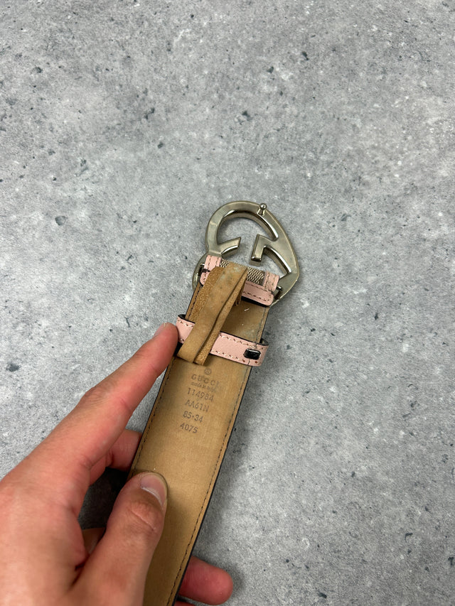 GUCCI HEART GG MONOGRAM BELT ROSE
