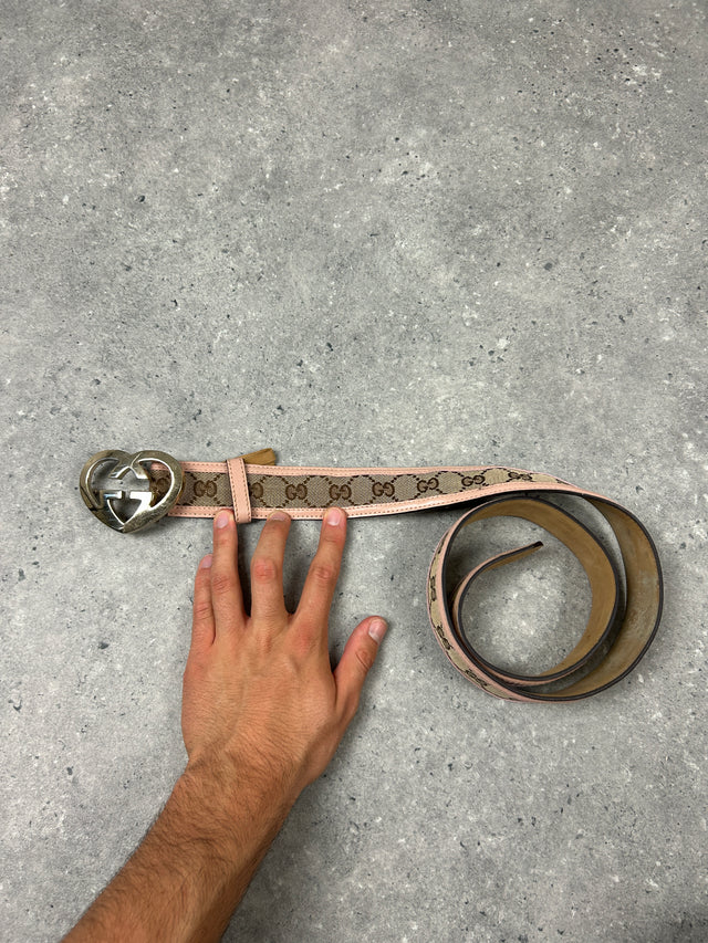 GUCCI HEART GG MONOGRAM BELT ROSE