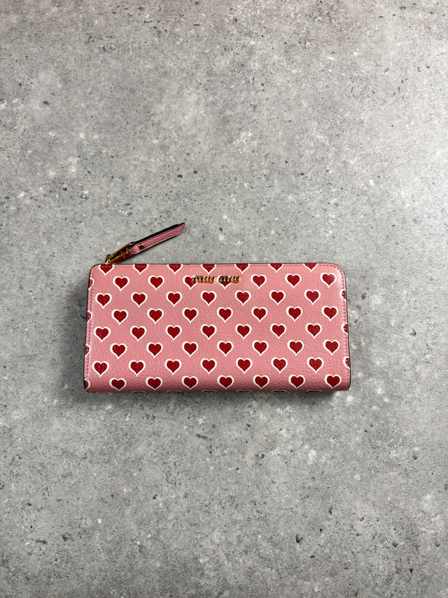 Miu Miu Herz Monogramm Portemonnaie Rosa Rot