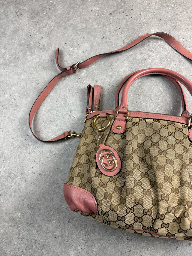 Gucci Sukey GG Monogramm Handtasche Rosa Beige
