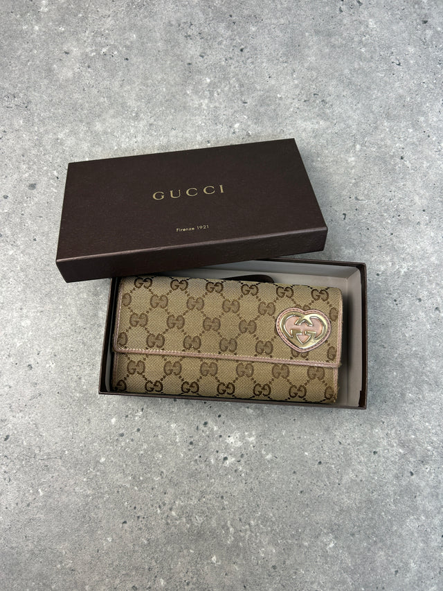 VINTAGE GUCCI "LOVELY HEART" MONOGRAMM PORTEMONNAIE