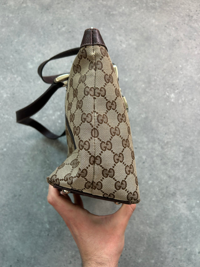 GUCCI ABBEY MONOGRAMM HANDTASCHE BRAUN