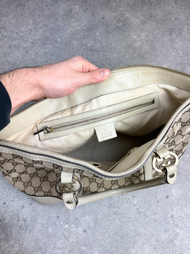 Gucci GG Canvas Herz Emblem Handtasche Beige