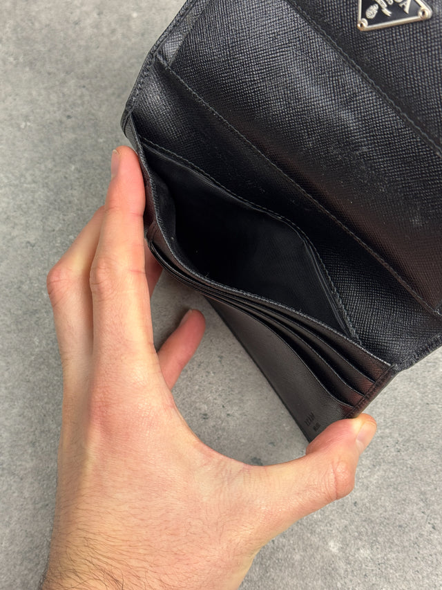 Prada Saffiano Leder Portemonnaie Schwarz