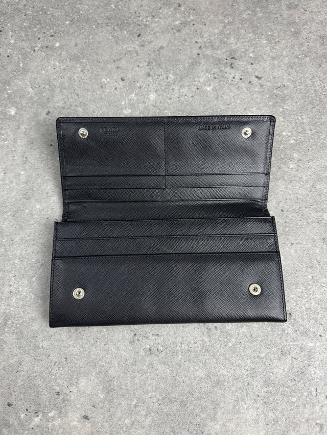 Prada Saffiano Continental Portemonnaie Schwarz
