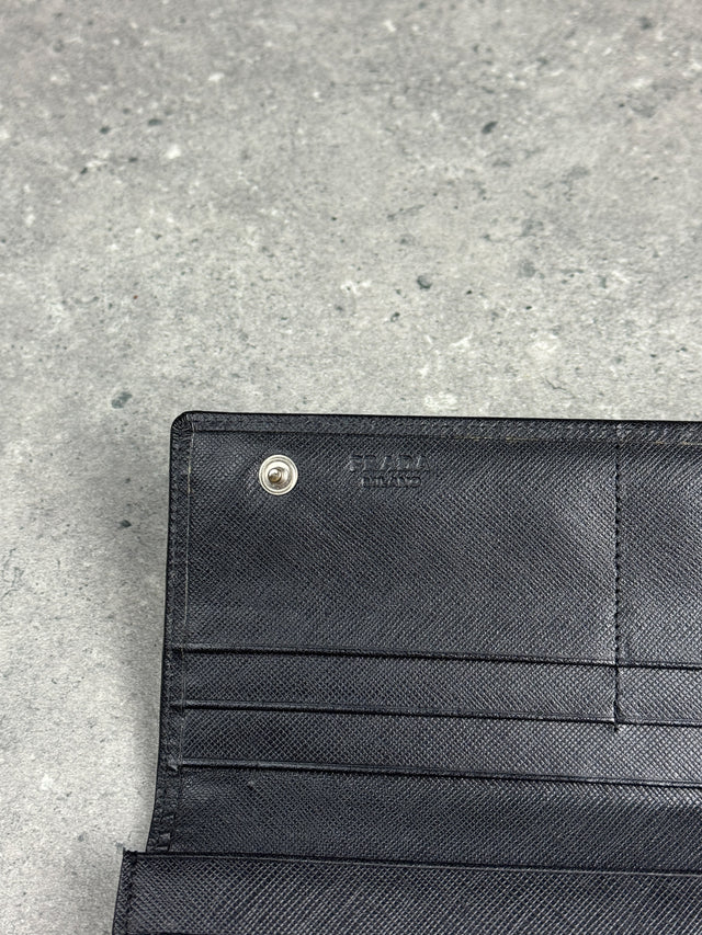 Prada Saffiano Continental Portemonnaie Schwarz