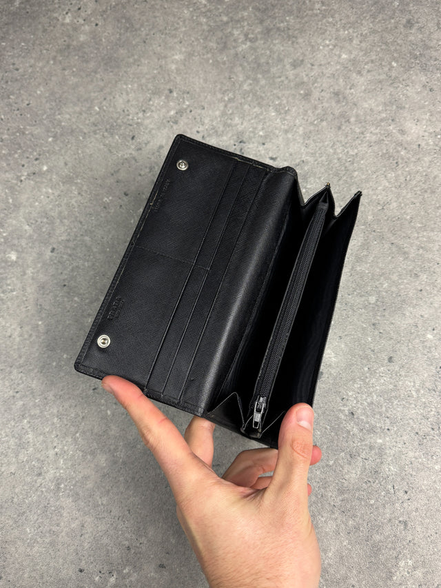 Prada Saffiano Continental Portemonnaie Schwarz