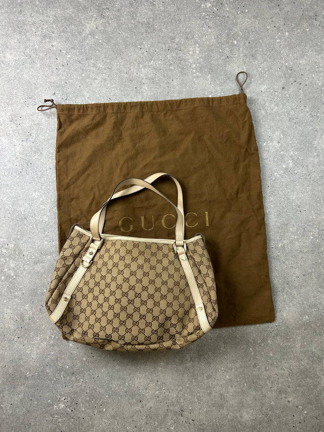 VINTAGE GUCCI MONOGRAMM HANDTASCHE BEIGE