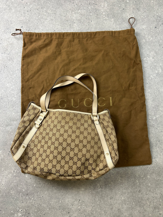 VINTAGE GUCCI MONOGRAMM HANDTASCHE BEIGE