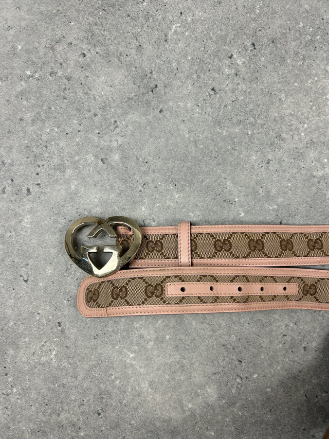 GUCCI HEART GG MONOGRAM BELT ROSE