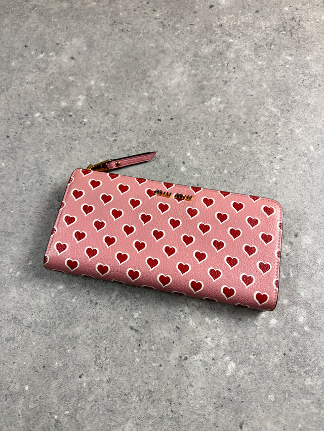 Miu Miu Herz Monogramm Portemonnaie Rosa Rot