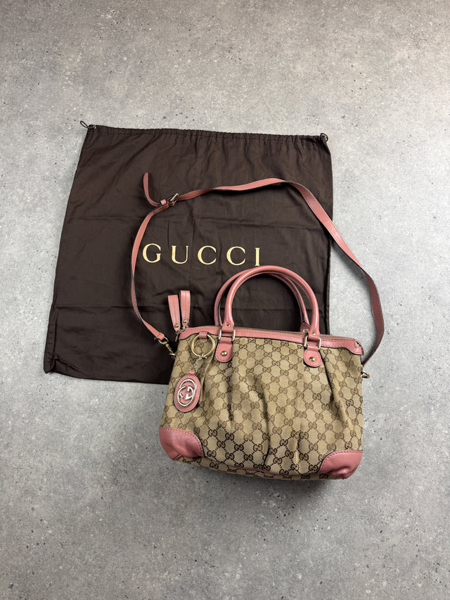 Gucci Sukey GG Monogramm Handtasche Rosa Beige