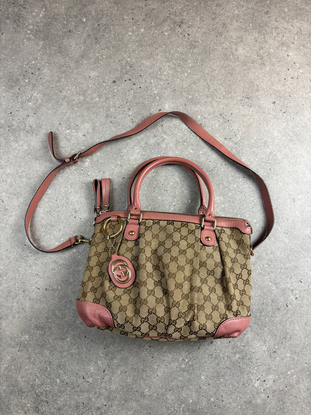 Gucci Sukey GG Monogramm Handtasche Rosa Beige