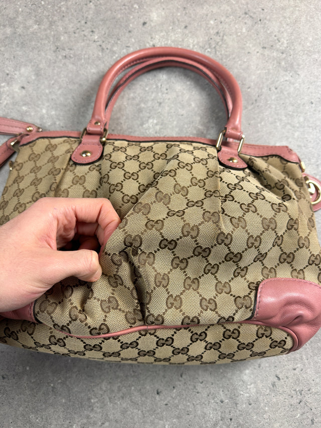 Gucci Sukey GG Monogramm Handtasche Rosa Beige